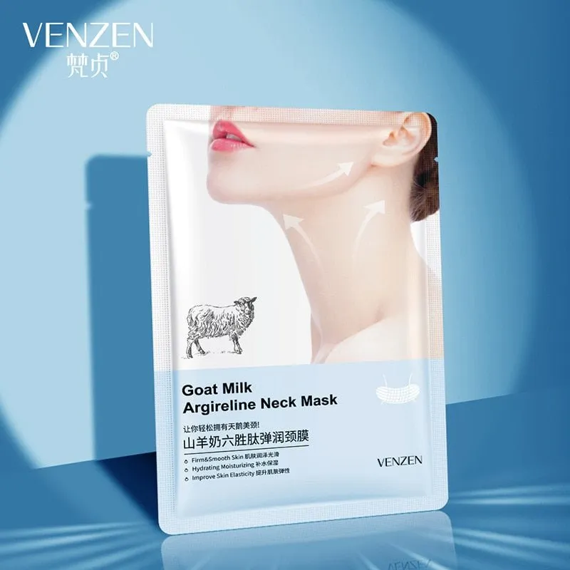 10pcs Goat Milk Hexapeptide Neck Mask Collagen Firming Anti-Wrinkle Whitening Anti-aging Mask Beauty Moisturizing Neck Skin Care