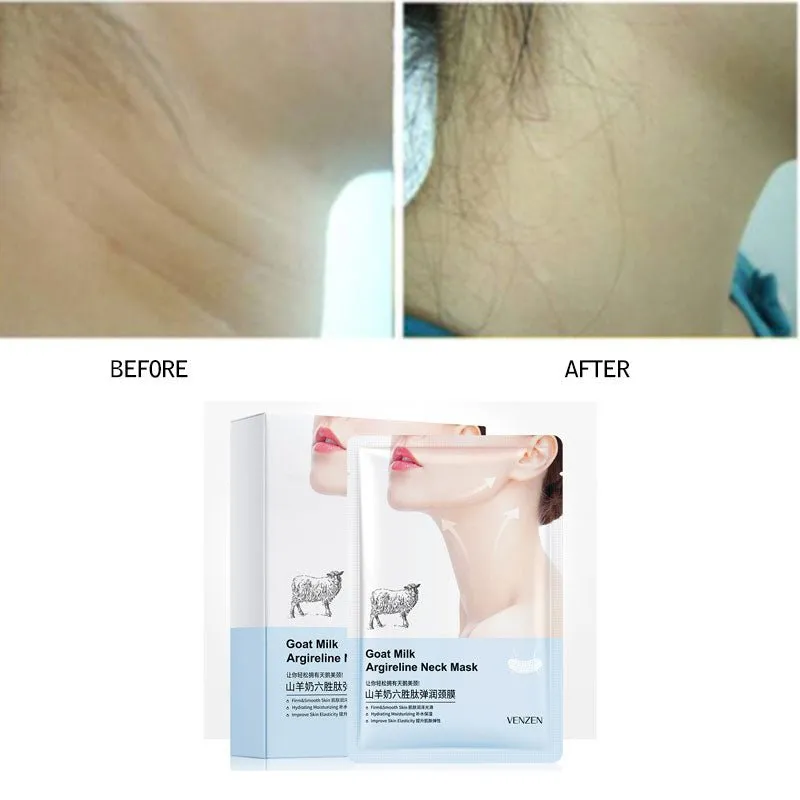 10pcs Goat Milk Hexapeptide Neck Mask Collagen Firming Anti-Wrinkle Whitening Anti-aging Mask Beauty Moisturizing Neck Skin Care