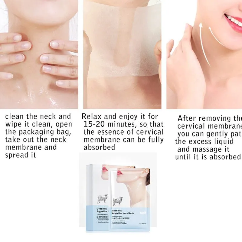 10pcs Goat Milk Hexapeptide Neck Mask Collagen Firming Anti-Wrinkle Whitening Anti-aging Mask Beauty Moisturizing Neck Skin Care