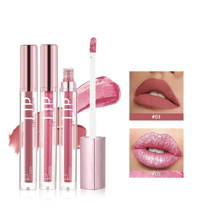12 Color New Matte Fine Glitter Lip Gloss Cream Waterproof