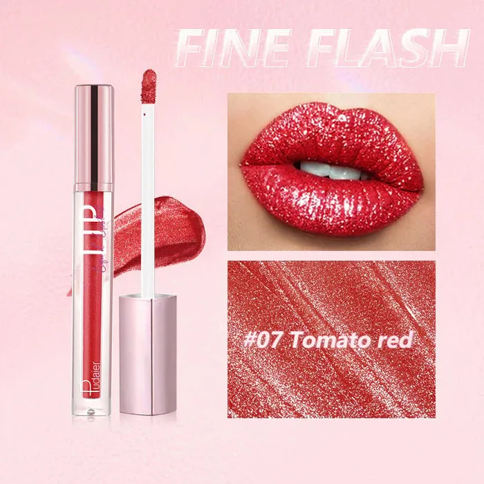 12 Color New Matte Fine Glitter Lip Gloss Cream Waterproof