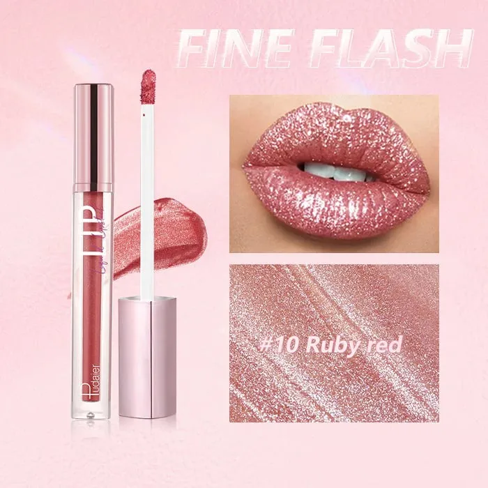 12 Color New Matte Fine Glitter Lip Gloss Cream Waterproof
