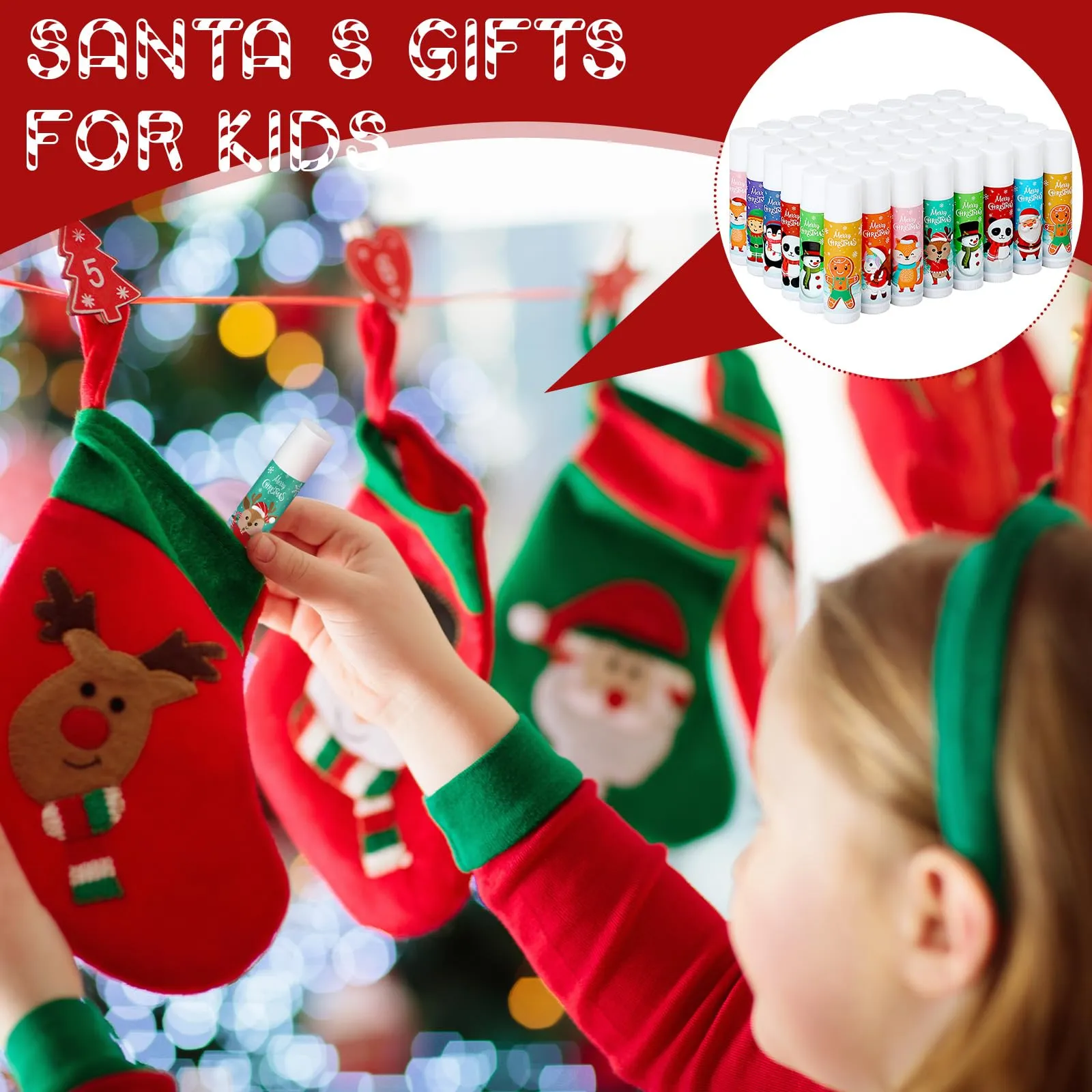 50 Pcs Cute Christmas Lip Balms Gifts Merry Christmas Bulk Christmas Stocking Stuffers Holiday Treat Gifts Goodie Staff Employee Coworkers Teachers Appreciation Christmas Party Supplies for Women Men