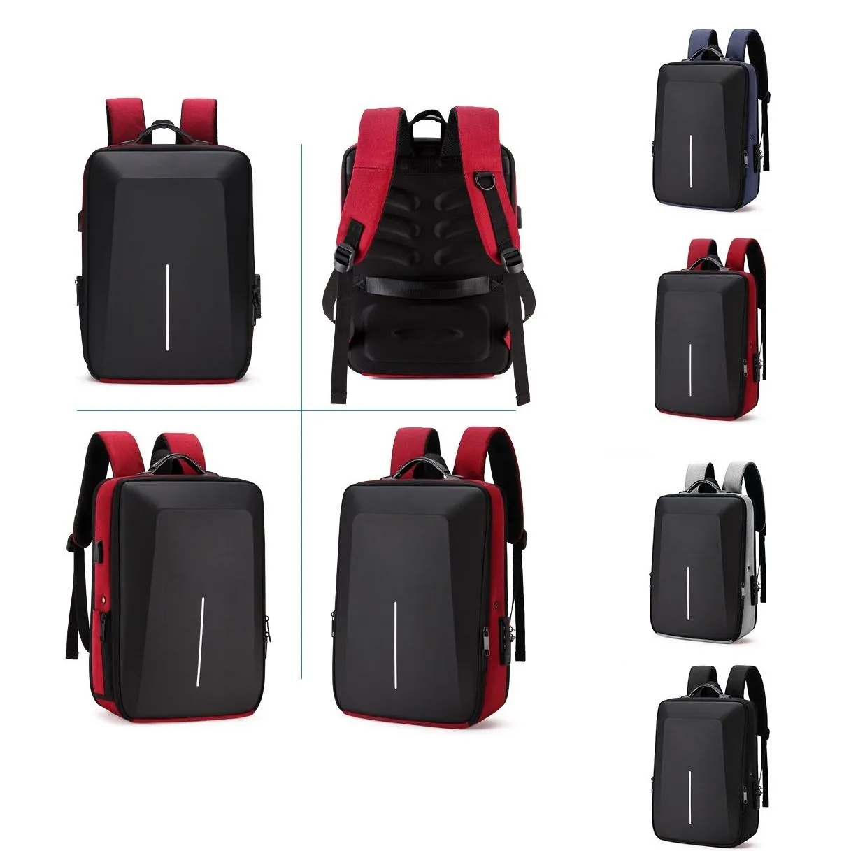 Anti-theft Hard Shell Backpack for Men - Black