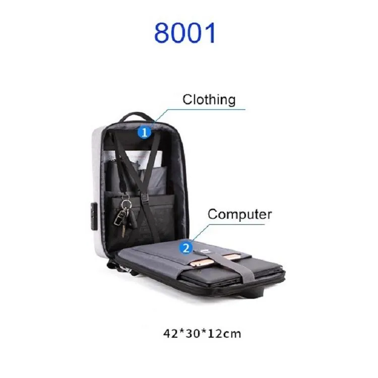 Anti-theft Hard Shell Backpack for Men - Blue