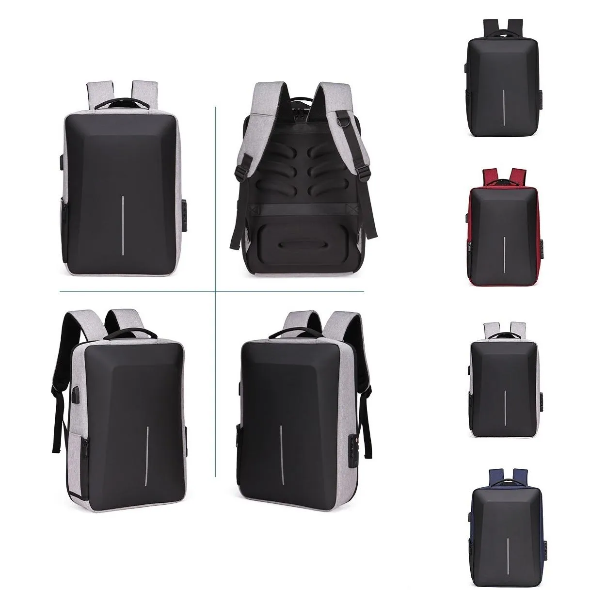 Anti-theft Hard Shell Backpack for Men - Blue