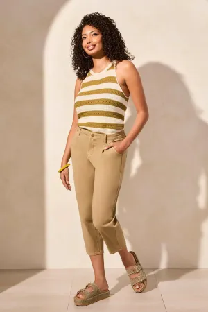 Audrey Girlfiend Barrel Crop Jeans-Nude Olive