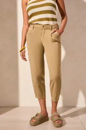 Audrey Girlfiend Barrel Crop Jeans-Nude Olive