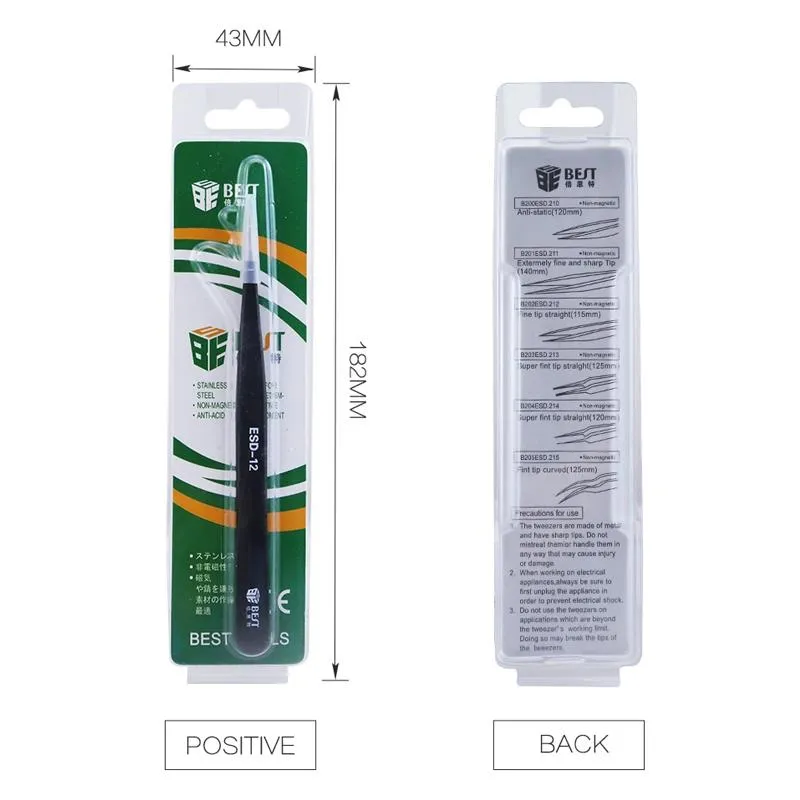 Esd Stainless Steel Tweezers - Precision Anti Static - Best Bst 15