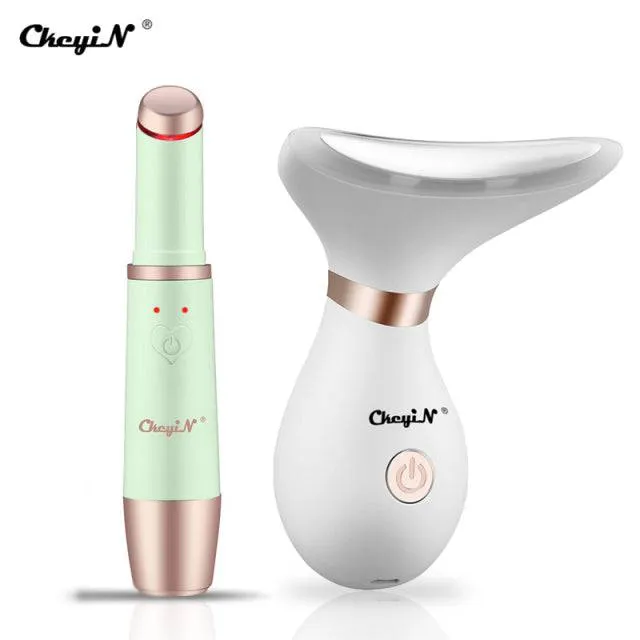 Face and  Neck Massager Lifting PhotonTherapy Heating Eye Massage Vibration Anti Wrinkle Removal Double Chin Machine