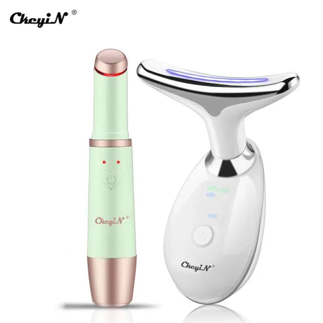Face and  Neck Massager Lifting PhotonTherapy Heating Eye Massage Vibration Anti Wrinkle Removal Double Chin Machine