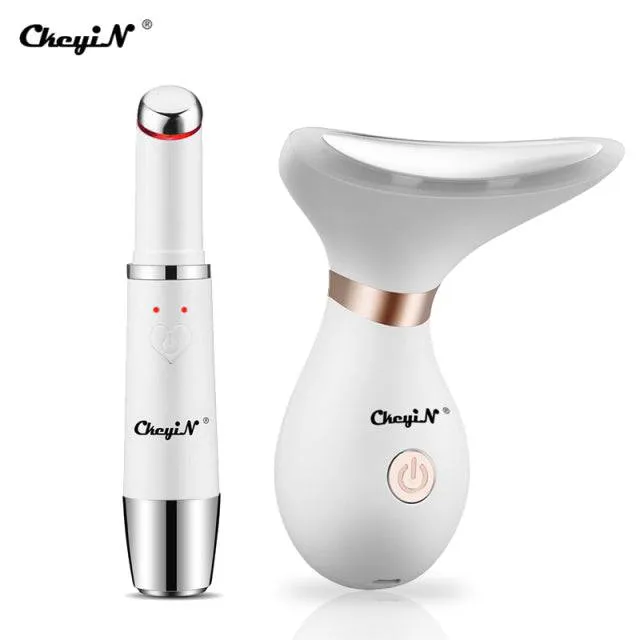 Face and  Neck Massager Lifting PhotonTherapy Heating Eye Massage Vibration Anti Wrinkle Removal Double Chin Machine