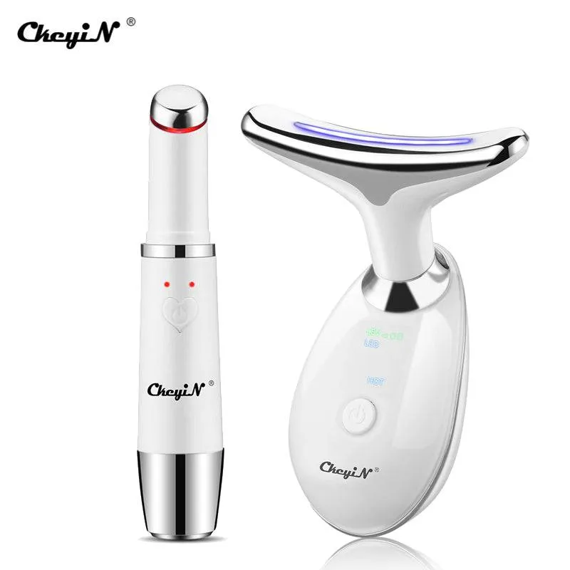 Face and  Neck Massager Lifting PhotonTherapy Heating Eye Massage Vibration Anti Wrinkle Removal Double Chin Machine