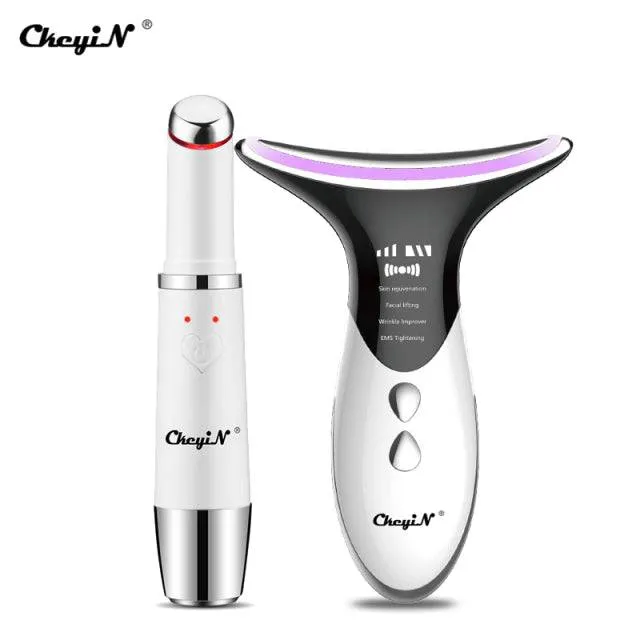 Face and  Neck Massager Lifting PhotonTherapy Heating Eye Massage Vibration Anti Wrinkle Removal Double Chin Machine