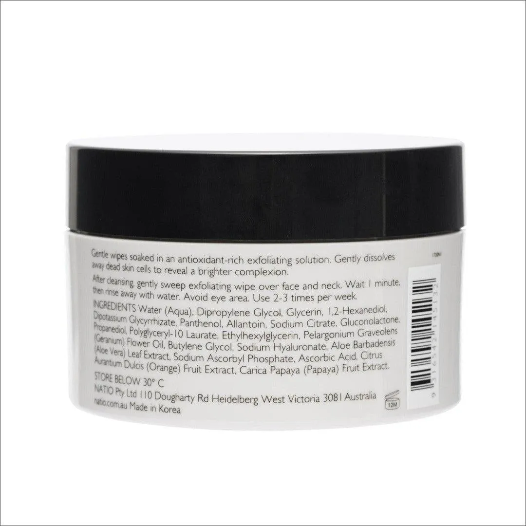 Natio Treatments Radiant Skin Exfoliating Wipes 30 wipes