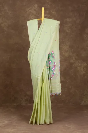 Pista green Bengal Cotton Saree